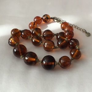 Liz Claiborne Amber Glass Bauble Necklace